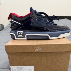 Christian Louboutin Men's Dark Blue and Red Sneakers